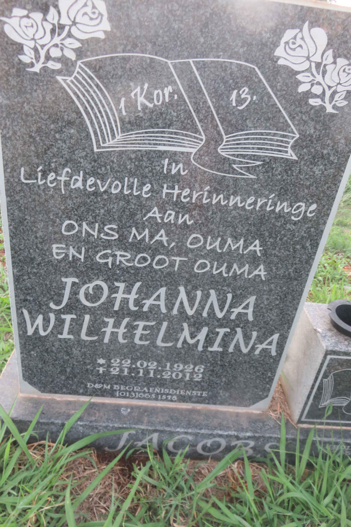 JACOBS Johanna Wilhelmina 1926-2012