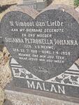 MALAN Susanna Petronella Johanna nee V.D. MERWE 1918-1959