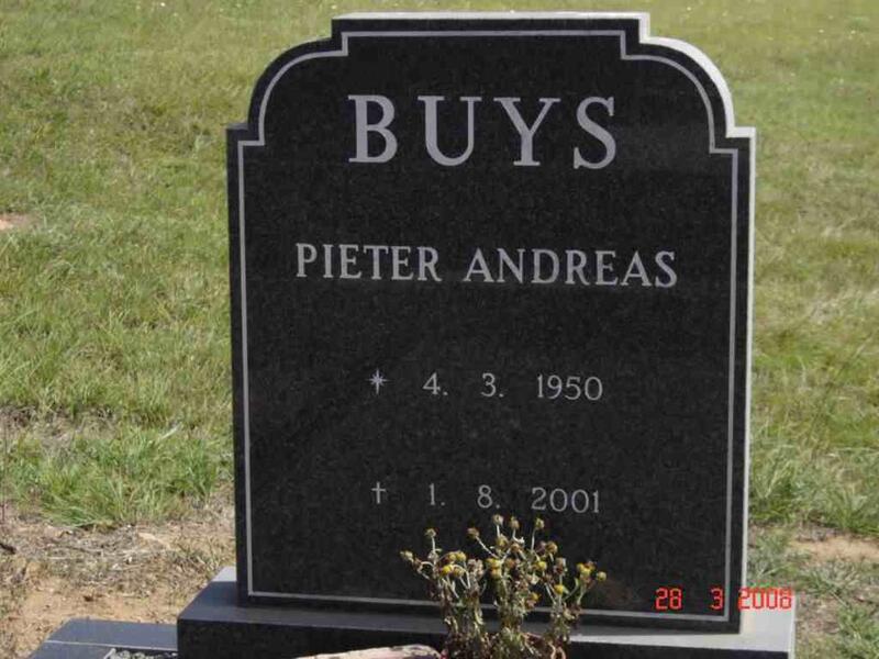 BUYS Pieter Andreas 1950-2001