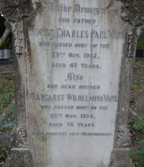 VAHL Ernest Charles Paul -1902 & Margaret Wilhelmina -1934