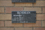 BOSMAN Bossie 1939-2013