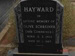 HAYWARD Olive Schreiner nee COMBRINCK 1903-1987