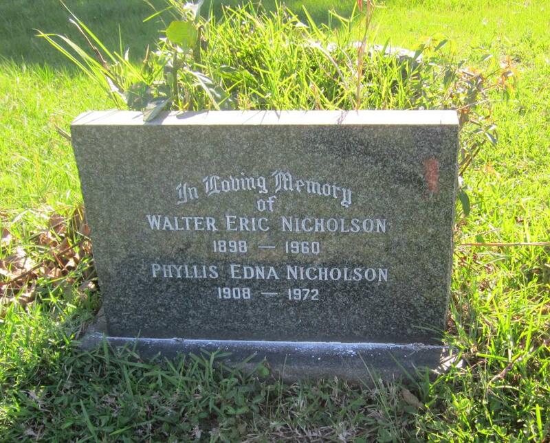 NICHOLSON Walter Eric 1898-1960 & Phyllis Edna 1908-1972