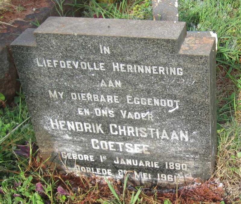 COETSEE Hendrik Christiaan 1890-1961