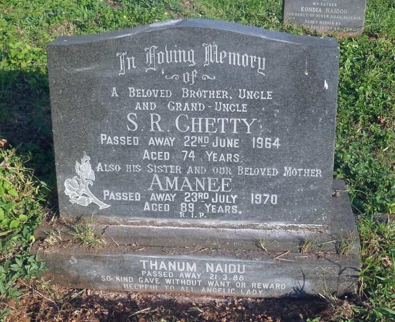 CHETTY S.R. -1964 :: CHETTY Amanee -1970 :: NAIDU Thanum -1988