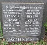 BOHNEN Francois Johannes 1893-1963 & Hester Sophia ENSLIN 1901-1969