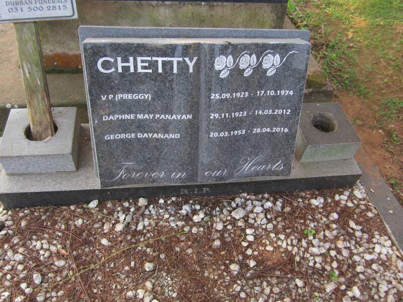 CHETTY V.P. 1923-1974 :: CHETTY Daphney May Panayan 1923-2012 :: CHETTY George Dayanand 1953-2016