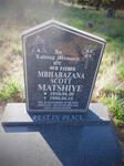 MATSHIYE Mbhabazana Scott 1918-1956