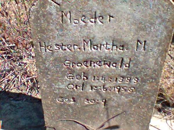 GROENEWALD Hester Martha M. 1899-1958