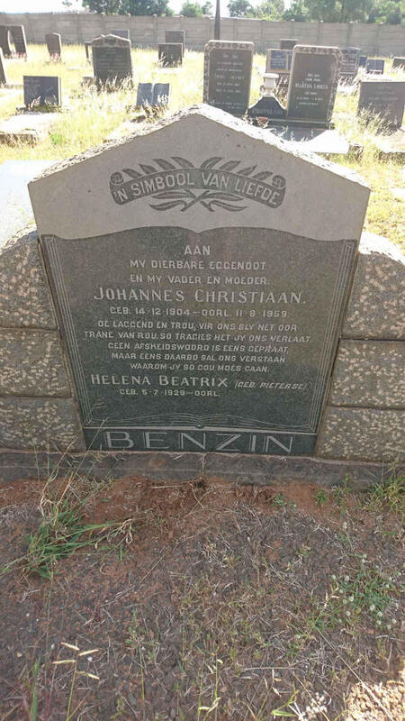 BENZIN Johannes Christiaan 1904-1959 & Helena Beatrix PIETERSE 1929-