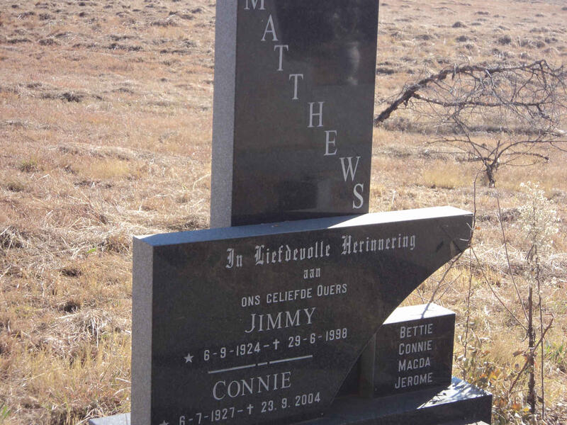 MATTHEWS Jimmy 1924-1998 & Connie 1927-2004