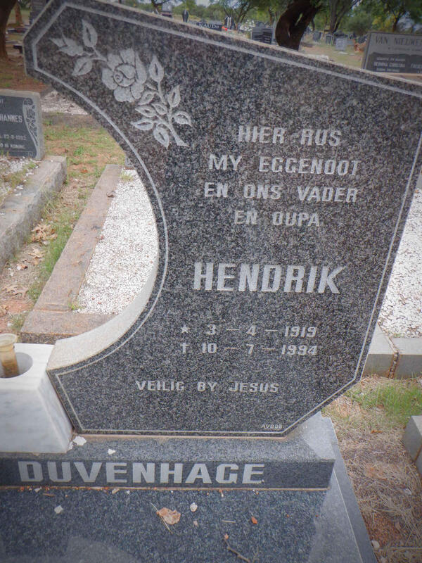 DUVENHAGE Hendrik 1919-1994