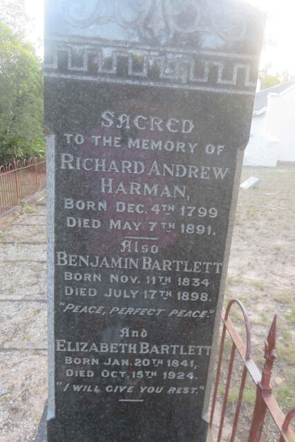 HARMAN Richard Andrew 1799-1891 :: BARTLETT Benjamin 1834-1898 & Elizabeth 1841-1924