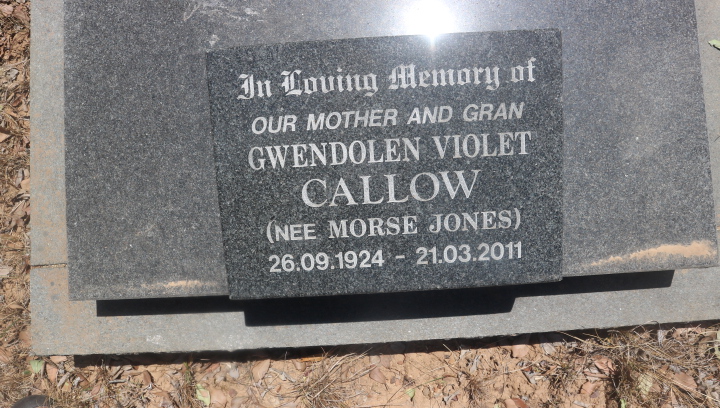 CALLOW Gwendolen Violet nee MORSE-JONES 1924-2011