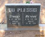 PLESSIS Dawid, du 1913-1997 :: DU PLESSIS Hennie 1918-2000