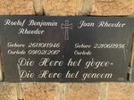 RHEEDER Roelof Benjamin 1946-2017 & Joan 1956-