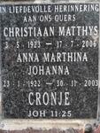 CRONJE Christiaan Matthys 1923-2006 & Anna Marthina Johanna 1922-2003