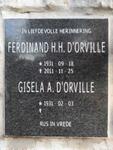 D'ORVILLE Ferdinand H.H. 1831-2011 & Gisela A. 1931-