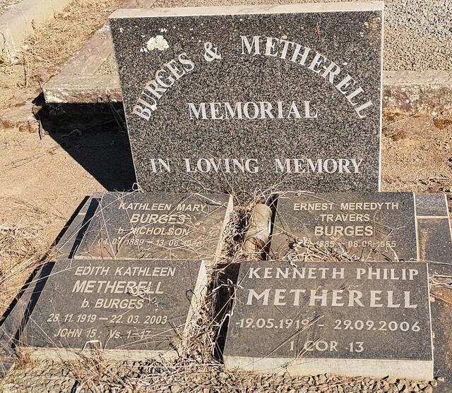 BURGES Ernest Meredyth Travers 1885-19?5 & Kathleen Mary NICHOLSON 1889-