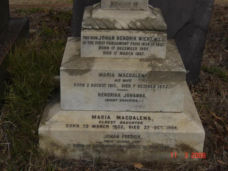 WICHT Johan Hendrik 1802-1867 & Maria Magdalena 1815-1892