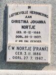 NORTJE F.W. 1886-1967 & Christina Johanna 1888-1937