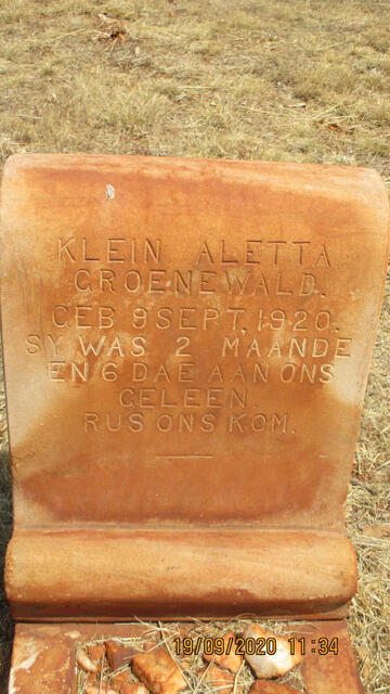 GROENEWALD Aletta 1920-1920