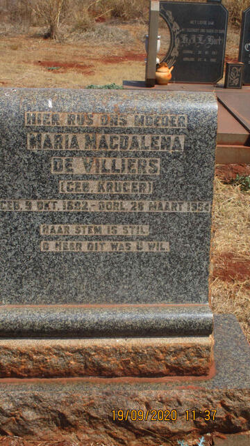 VILLIERS Maria Magdalena, de nee KRUGER 1892-1954