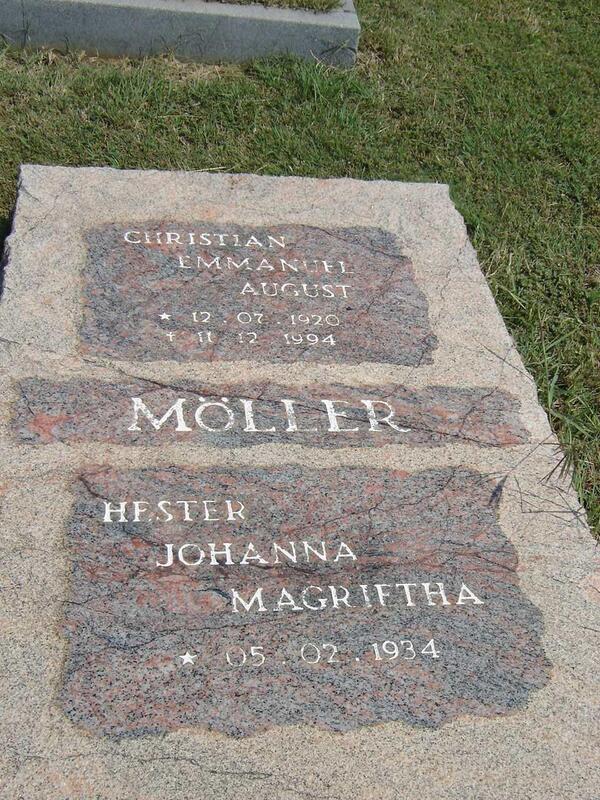 MOLLER Christiaan Emmanuel 1920-1994 & Hester Johanna Magrietha 1934-