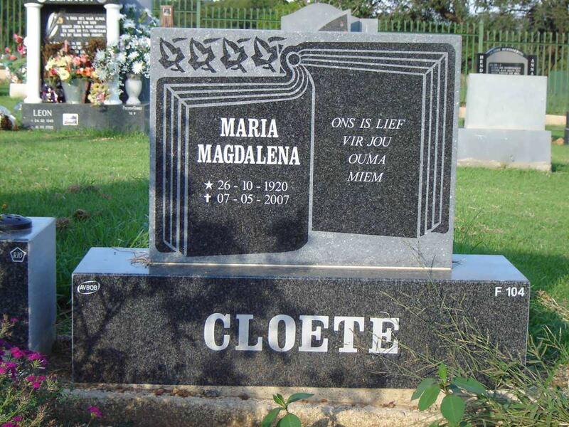 CLOETE Maria Magdalena 1920-2007