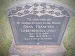 LIEBENBERG Anna Francina nee LUBBE 1884-1953