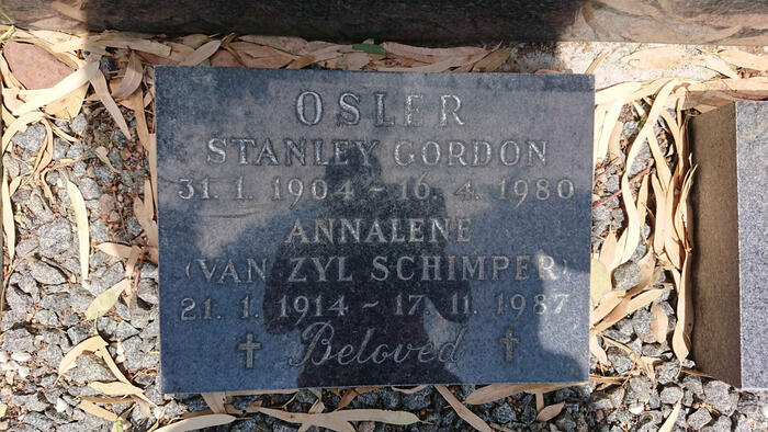 OSLER Stanley Gordon 1904-1980 & Annalene VAN ZYL-SCHIMPER 1914-1987