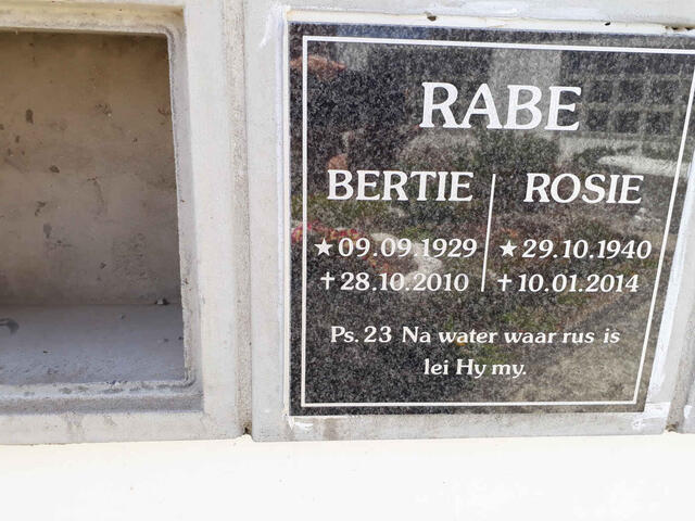 RABE Bertie 1929-2010 & Rosie 1940-2014