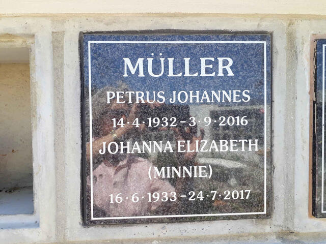 MULLER Petrus Johannes 1932-2016 & Johanna Elizabeth 1933-2017