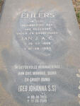 EHLERS Jan J. A. C. 1926-1993 & Johanna S. S. 1926-2009