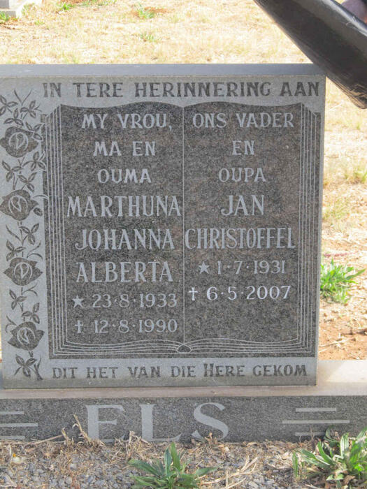 ELS Jan Christoffel 1931-2007 & Marthuna Johanna Alberta 1933-1990