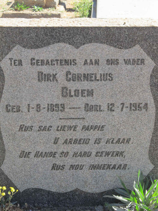 BLOEM Dirk Cornelius 1899-1954