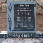 RENSBURG Elsie E., Jansen van 1895-1989