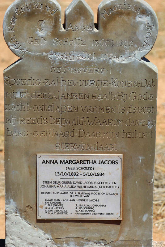 JACOBS Anna Margaretha nee SCHOLTZ 1892-1934