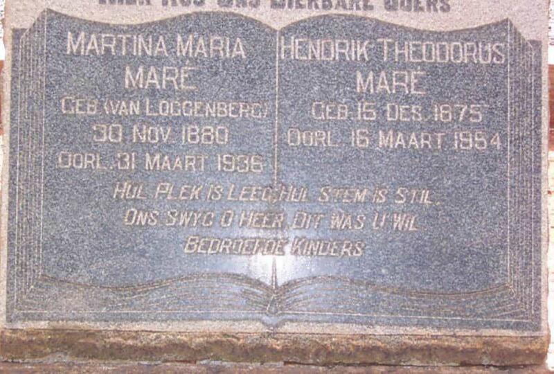 MARE Hendrik Theodorus 1875-1954 & Martina Maria LOGGENBERG 1880-1936