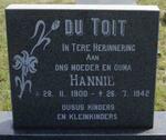 TOIT Hannie, du 1900-1942