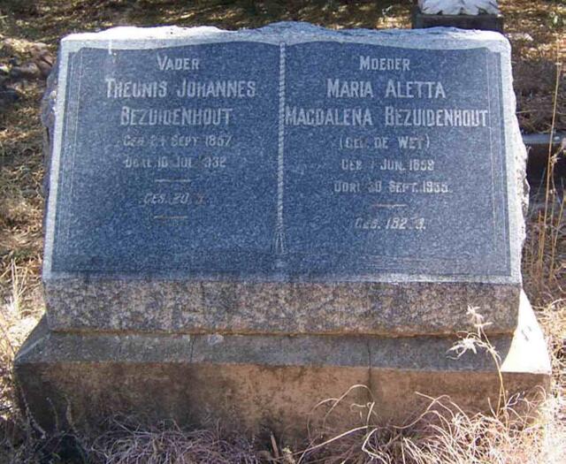BEZUIDENHOUT Theunis Johannes 1857-1932 & Maria Aletta Magdalena DE WET 1858-1935