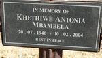 MBAMBELA Khethiwe Antonia 1946-2004