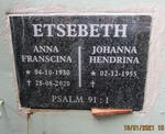 ETSEBETH Anna Franscina 1930-2020 :: ETSEBETH  Johanna Hendrina 1955-
