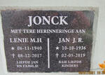 JONCK Jan J.R. 1936-2019 & Lenie M.H. 1940- 2017