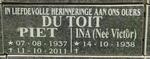 TOIT Piet, du 1937-2011 & Ina VICTOR 1938-