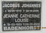BADENHORST Jacobus Johannes 1919-2006 & Jeanne Catherine Louise 1923-2008