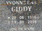GIDDY Yvonne Ena 1916-2016
