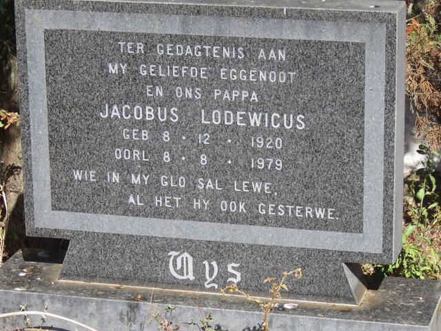 UYS Jacobus Lodewicus 1920-1979
