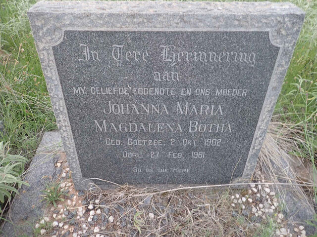 BOTHA Johanna Maria Magdalena nee COETZEE 1902-1961