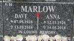 MARLOW Dave 1928-2014 & Anna 1926-2018